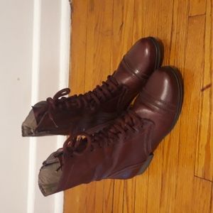 Steve Madden Burgundy Leather Boots, Size 8.5